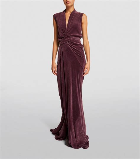 Womens Rick Owens Purple Velvet Wrap Gown Harrods CountryCode