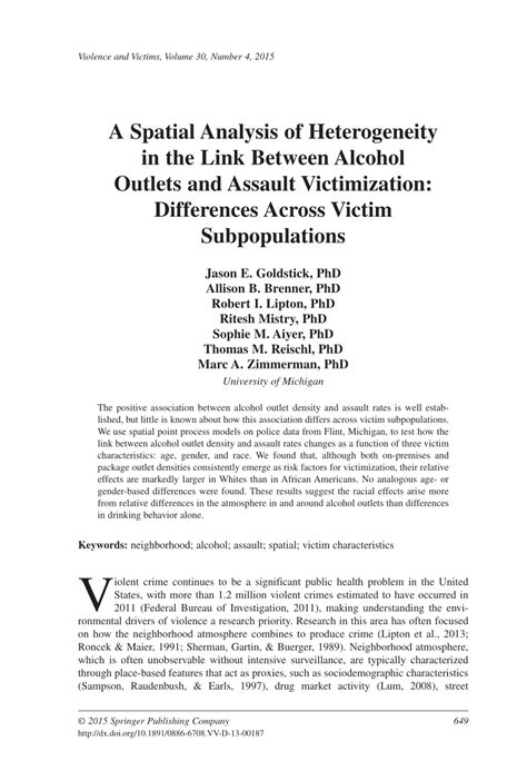 Pdf A Spatial Analysis Of Heterogeneity In The Link Between Alcohol