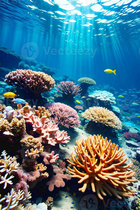 Secret ocean underwater world teeming with colorful coral reefs ...