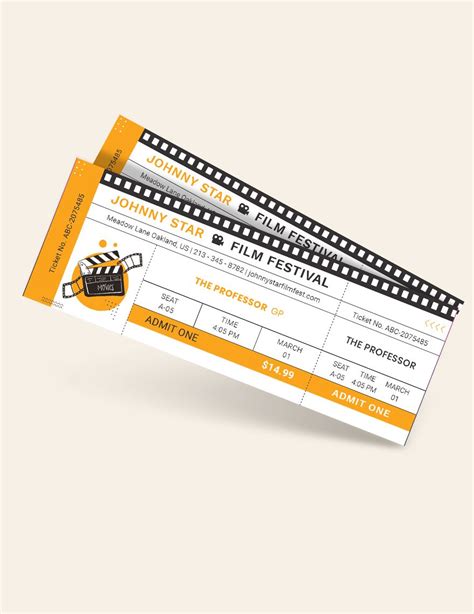 Blank Movie Ticket Template in PSD, Word, Publisher, Pages, Illustrator ...