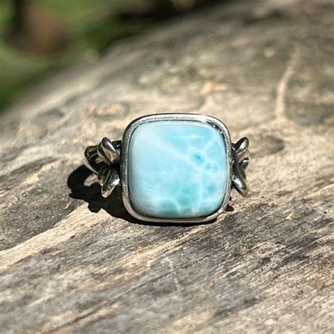 Jewelry Sterling Silver Adjustable Square Larimar Ring Poshmark