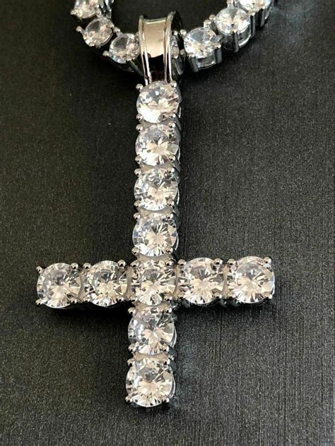 Upside Down Cross Pendant Real 925 Silver Harlem Bling