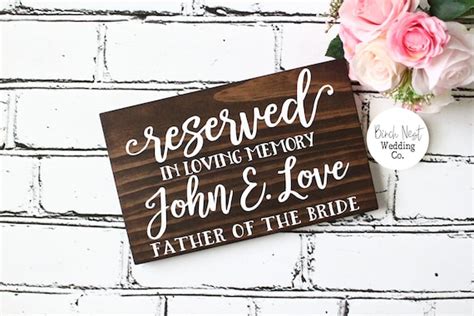 Father Of The Bride In Loving Memory Wedding Sign Etsy