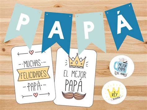 Imprimibles gratis para el Día del Padre Banderines tarjetas y toppers