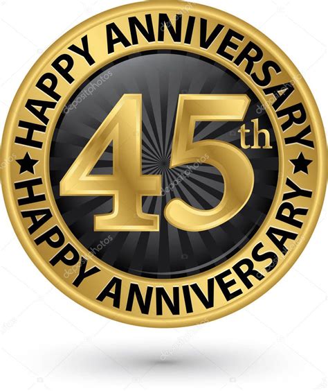 Happy 45th Years Anniversary Gold Label Vector Illustration — Stock