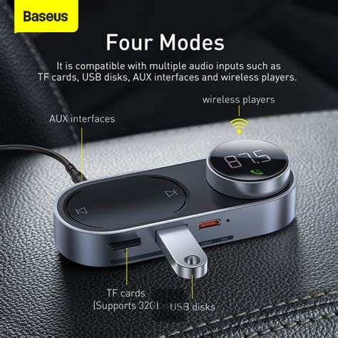 Baseus Online Solar FM Transmitter With Bluetooth 5 0 Wireless MP3