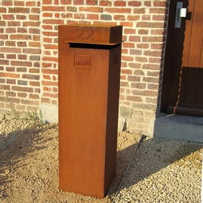 Custom Modern Standing Residential Curbside Rusty Corten Steel Letter Box