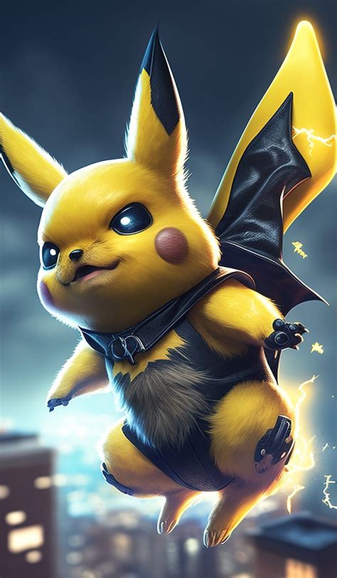 Pokemon Pikachu as Batman, fan art, phone wallpapers | Sfondi