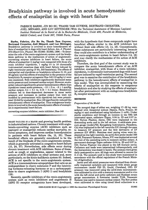 (PDF) Bradykinin pathway is involved in acute hemodynamic effects of enalaprilat in dogs with ...