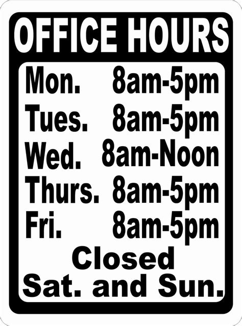 Printable Business Hours Sign