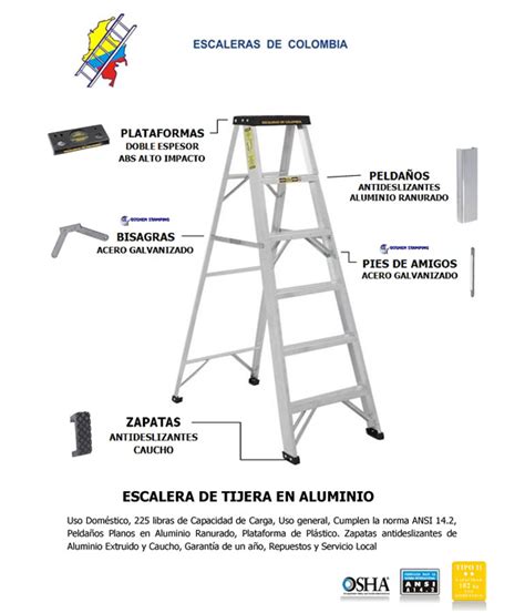 Escalera Certificada Tipo Tijera En Aluminio Comercial Escaleras De