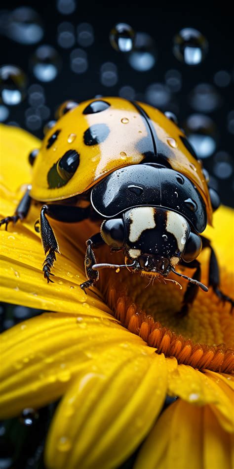 a ladybug sitting on top of a yellow flower Красивые существа