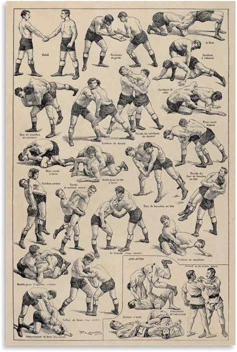 Amazon.com: Wrestling Poster, Fighting Techniques of Wrestlers ...