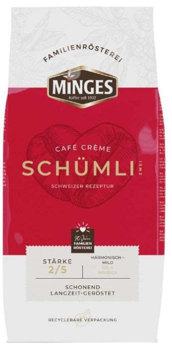 1kg Minges Schweizer Café Crème Schümli 2 Kaffeebohnen