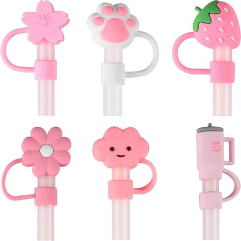 6pcs Pink Straw Covers Cap For Stanley Cup Cute Pink Straw