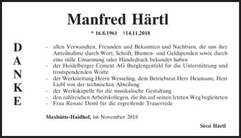 Traueranzeigen Von Manfred H Rtl Mittelbayerische Trauer