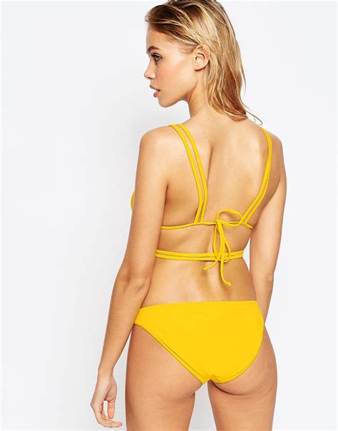 Asos Mix And Match Mesh Insert Moulded Triangle Wrap Bikini Top In