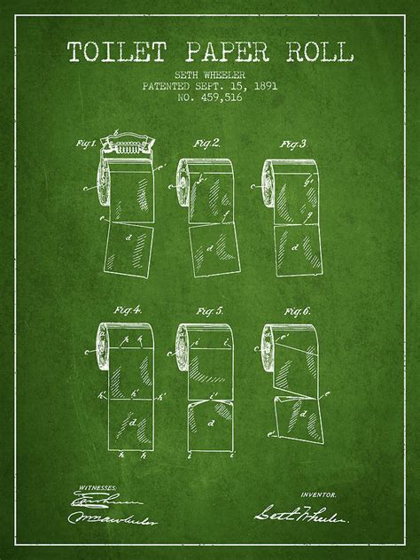 Toilet Paper Roll Patent From Green Digital Art By Aged Pixel