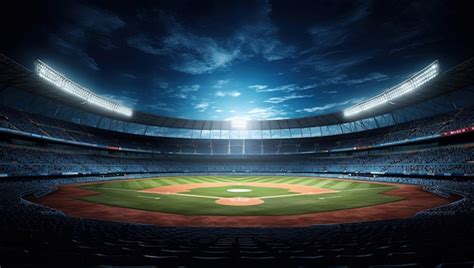 Baseball stadium seen from the bleachers at night AI | Premium AI-generated image