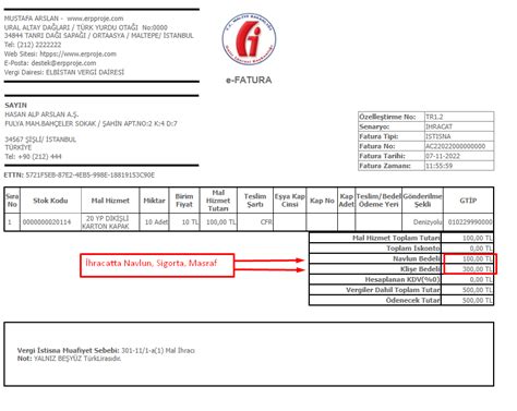 Hracat Faturalar Nda Navlun Sigorta Masraf Ekleme Erpproje