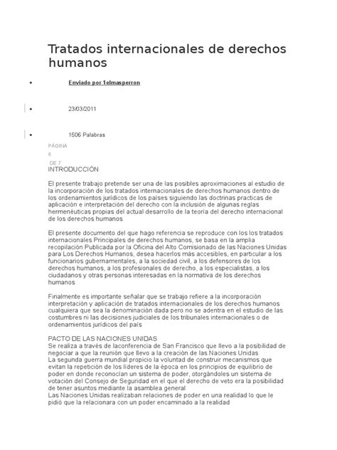 Tratados Internacionales De Derechos Humanos Pdf Tratado Naciones Unidas