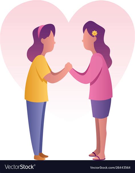 Sisters holding hands Royalty Free Vector Image