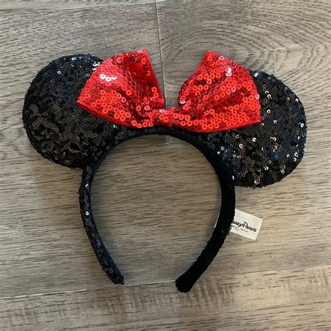 Disney Accessories Sequined Minnie Mouse Ears Headband Classic Red