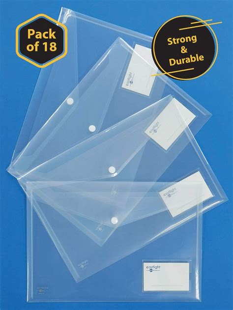 Eastlight Clear A4 Plastic Wallets Folders Document Popper Files