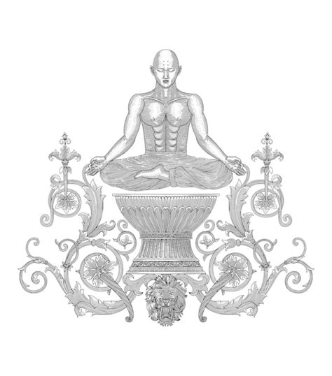 Premium Vector Buddhist Monk Meditation On Antique Vase With Floral