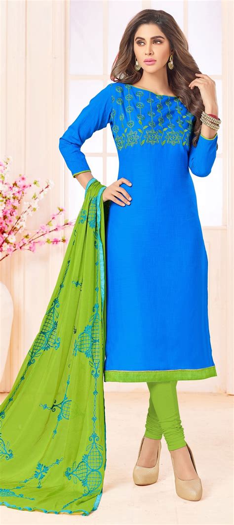 1519955 Casual Blue Color Cotton Fabric Salwar Kameez