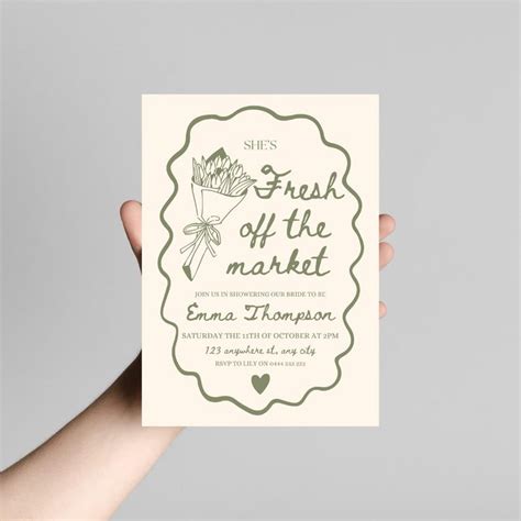 She S Off The Market Bridal Shower Invitation Template Farmers Market