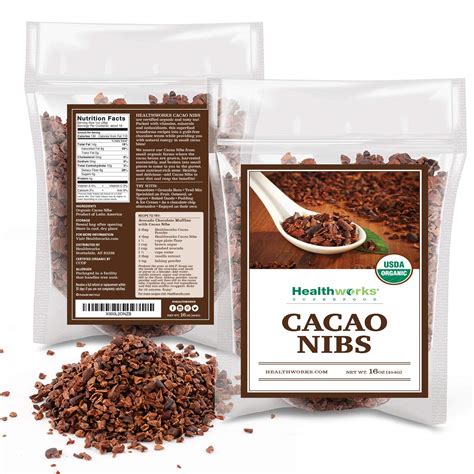 Healthworks Cacao Nibs Raw Organic Ounces Pound Unsweetened