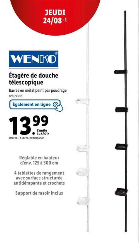 Promo Tag Re De Douche T Lescopique Wenko Chez Lidl Icatalogue Fr