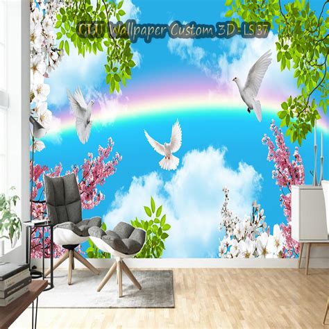 Jual Pusat Cetak Printing Wallpaper Dinding 3d Custom Motif Awan Cerah