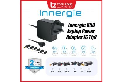 Innergie 65U 6 Tips Laptop Power Adapter 65W Universal With Built In