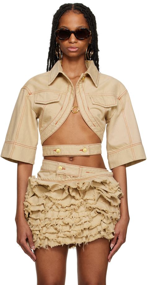 Jacquemus Beige Le Raphia Le Haut De N Mes Yuma Denim Shirt Ssense