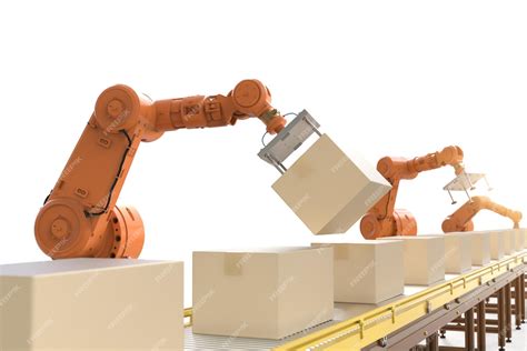 Premium Photo | Robot assembly line with cardboard boxes