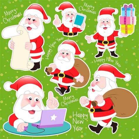 Premium Vector Cute Cartoon Santa Claus Collection