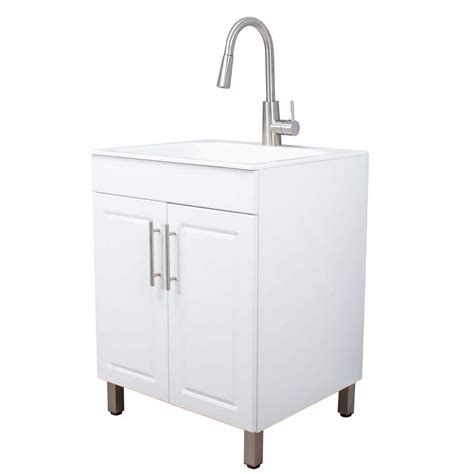 25 In X 22 In X 33 In White Utility Sink Cabinet With Metal Hybrid