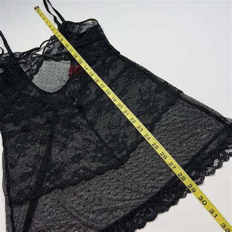 Victorias Secret Black Sheer Lace Floral Negligee Ca… Gem