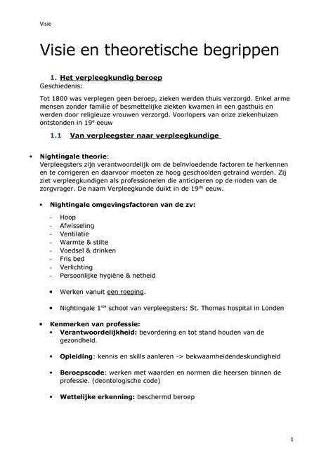 Samenvatting Visie En Vpk Theorie Visie En Theoretische Begrippen 1