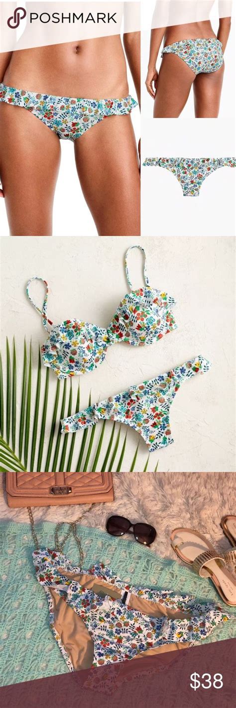 NWT J Crew X Liberty Ruffle Hipster Bikini Bottom Hipster Bikini