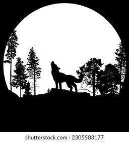 Black White Wolf Shadow Background Illustration Stock Vector (Royalty ...