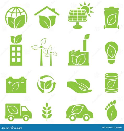 Green Eco And Environment Icons Stock Vector Illustration Of