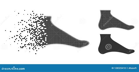 Dissolving Pixel Halftone Foot Icon Stock Vector Illustration Of