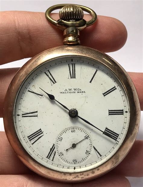 1888 ANTIQUE A W W CO WALTHAM MASS OPEN FACE POCKET WATCH RUNNING 7J