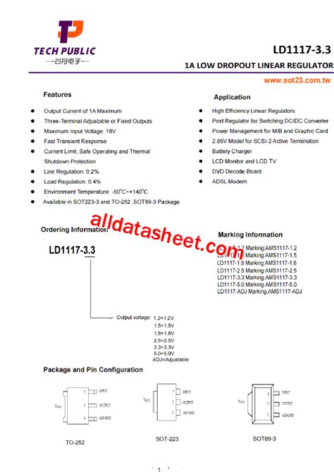 LD1117-ADJ Datasheet(PDF) - TECH PUBLIC Electronics co LTD