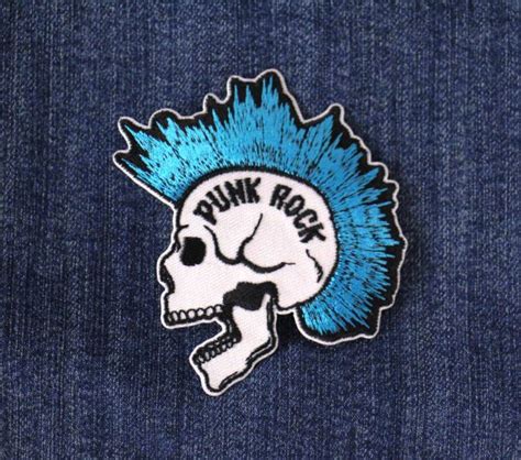 Punk Rock Mohawk Skull Iron On Patch Vancouver Rock Shop