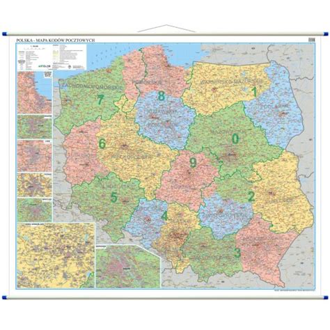 Polska Mapa Z Kodami Pocztowymi Kody Pocztowe Kodowa Cienna Artglob