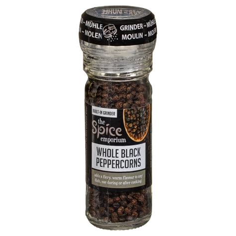 Spice Emporium Whole Black Peppercorns Grinder 50g Food B M